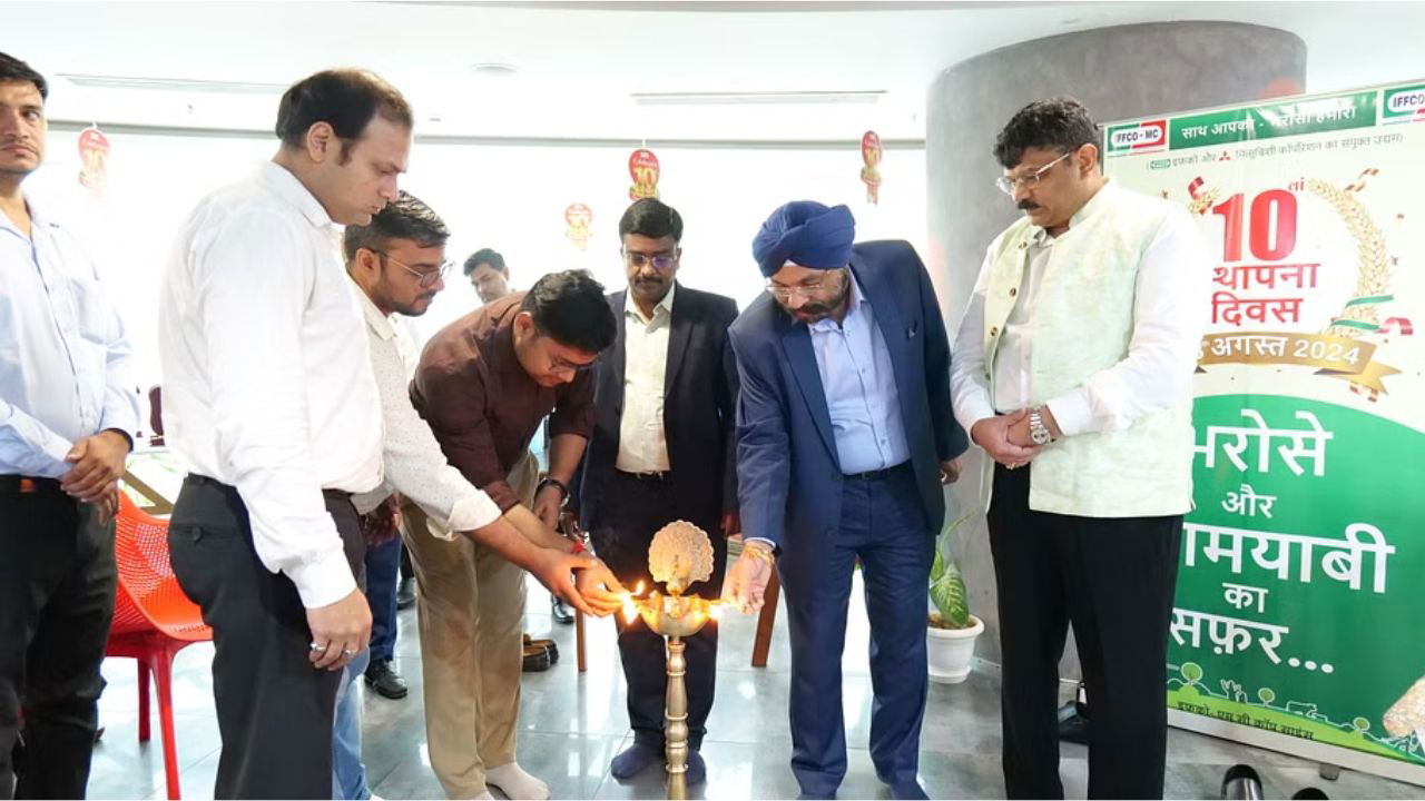 Celebrating 10th Foundation Day: Lamp lighting ceremony by the officials of IFFCO-MC