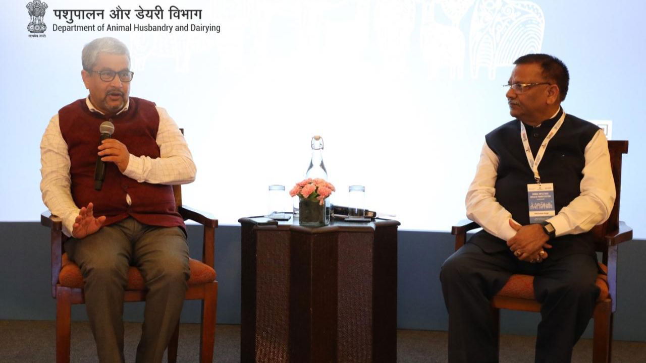 Dr Abhijit Mitra, the Animal Husbandry Commissioner at workshop on Animal Infectious Disease Prioritization (Left Side) (Photo Source: @Dept_of_AHD/X)