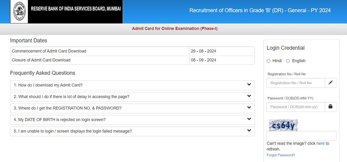 RBI Admit Card 2024 (Photo Source: RBI)