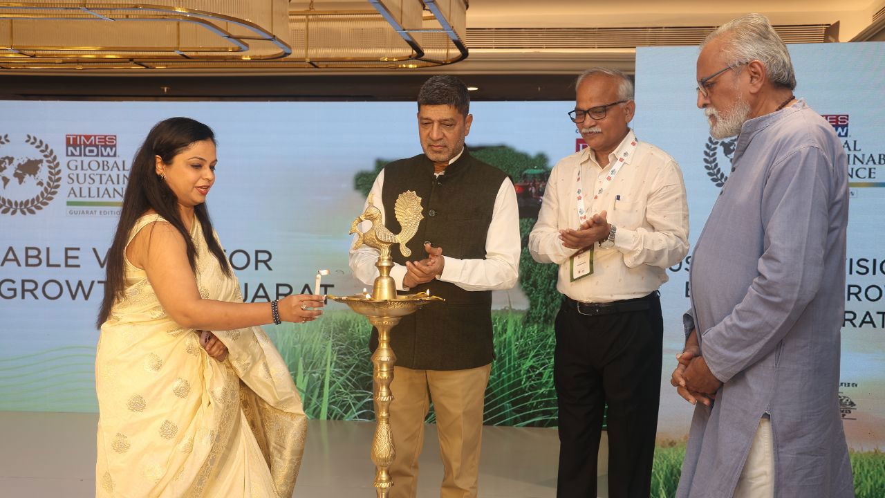 Industry leaders during lamp lighting ceremony at Global Sustainability Alliance Gujarat Edition