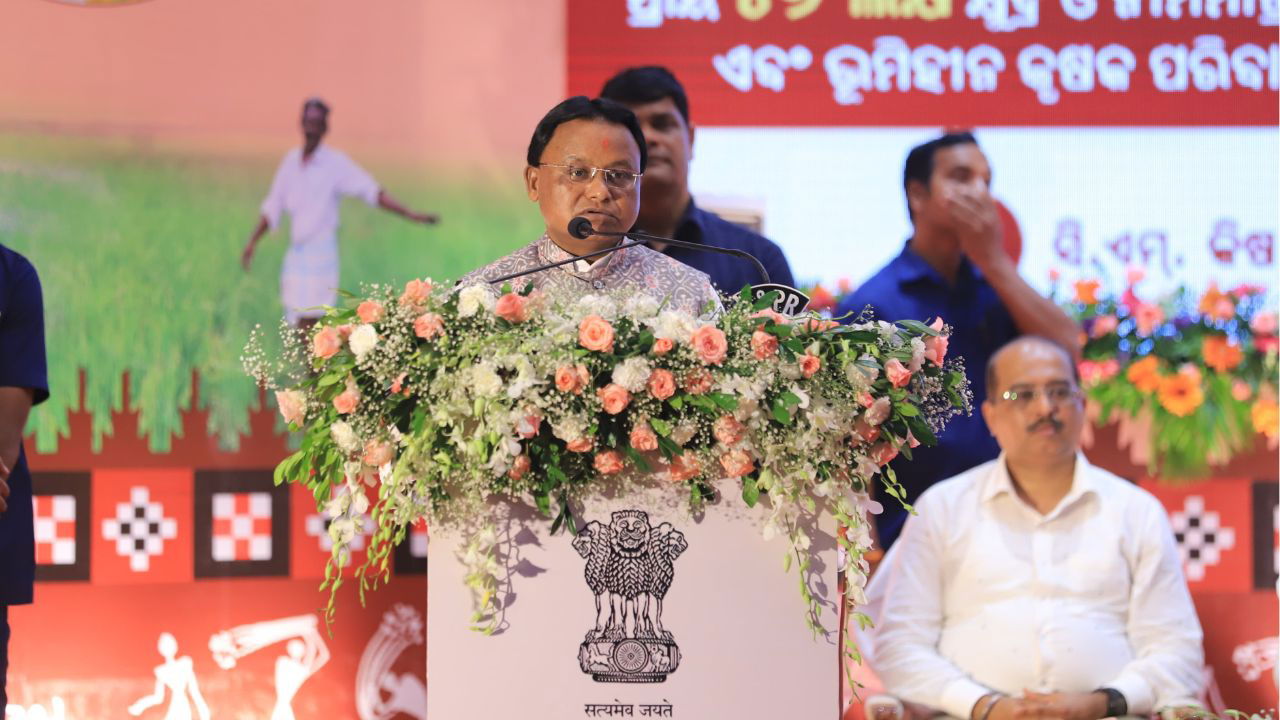 Chief Minister Mohan Charan Majhi during the launch of CM-Kisan Yojana