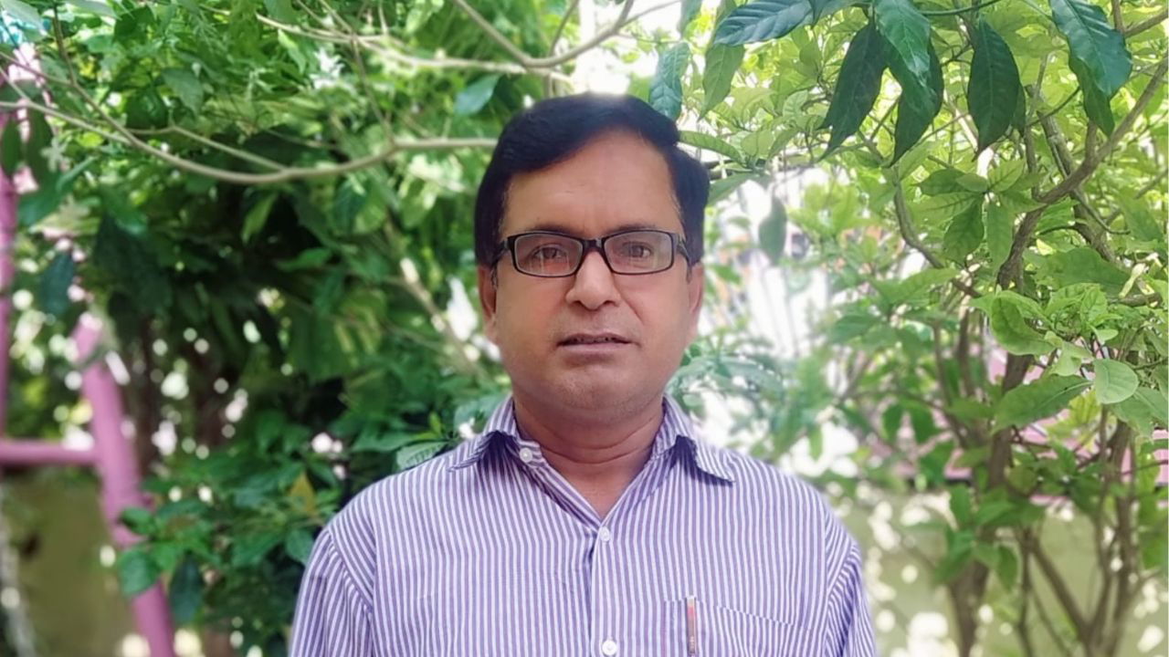 Anand Mishra in his lemon farm