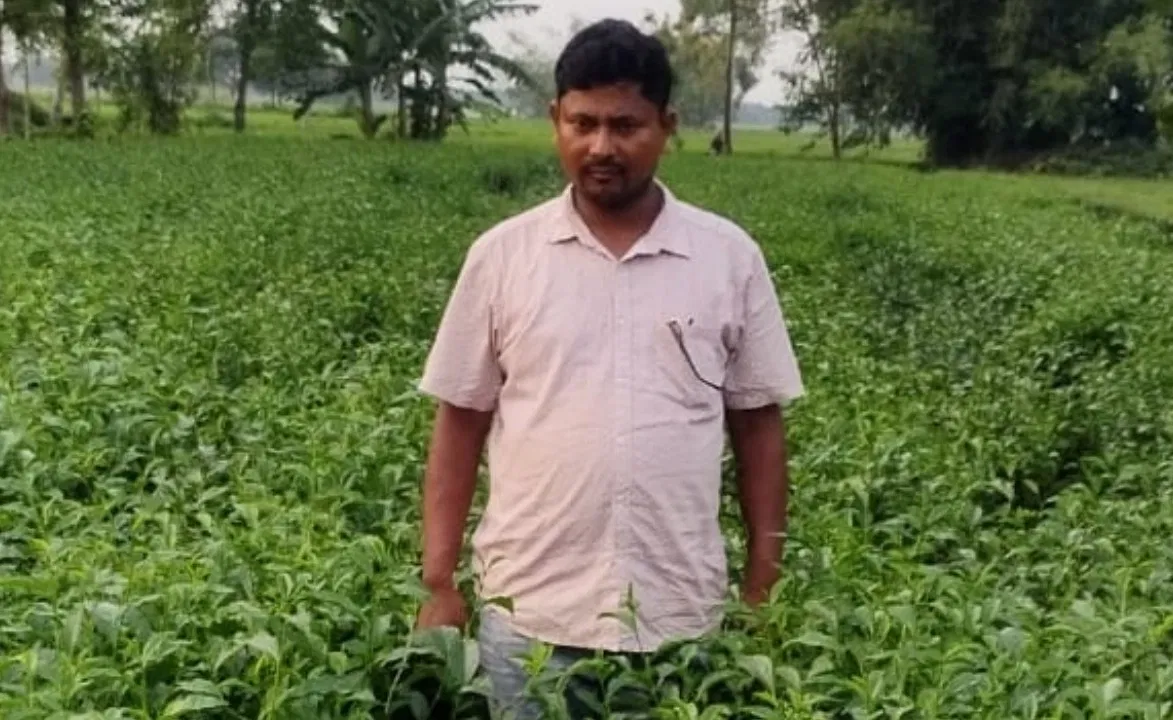 Jayant Kumar Singh in his tea farm