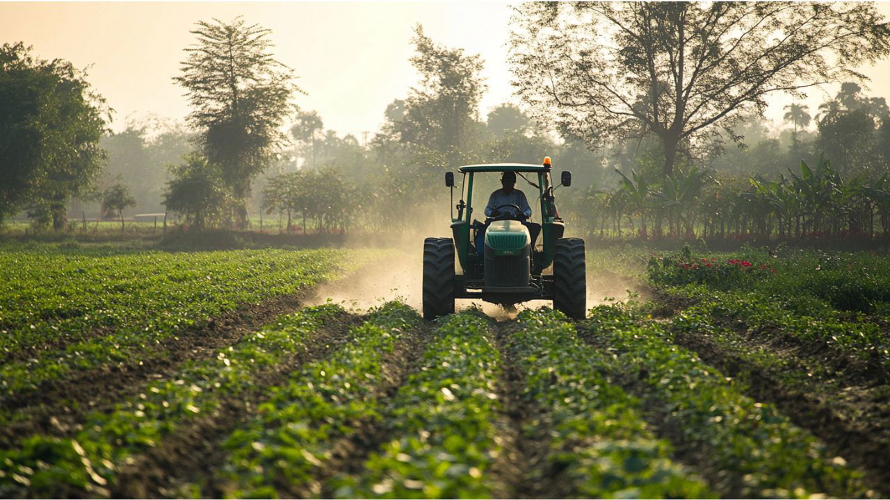 Electric Tractor in field