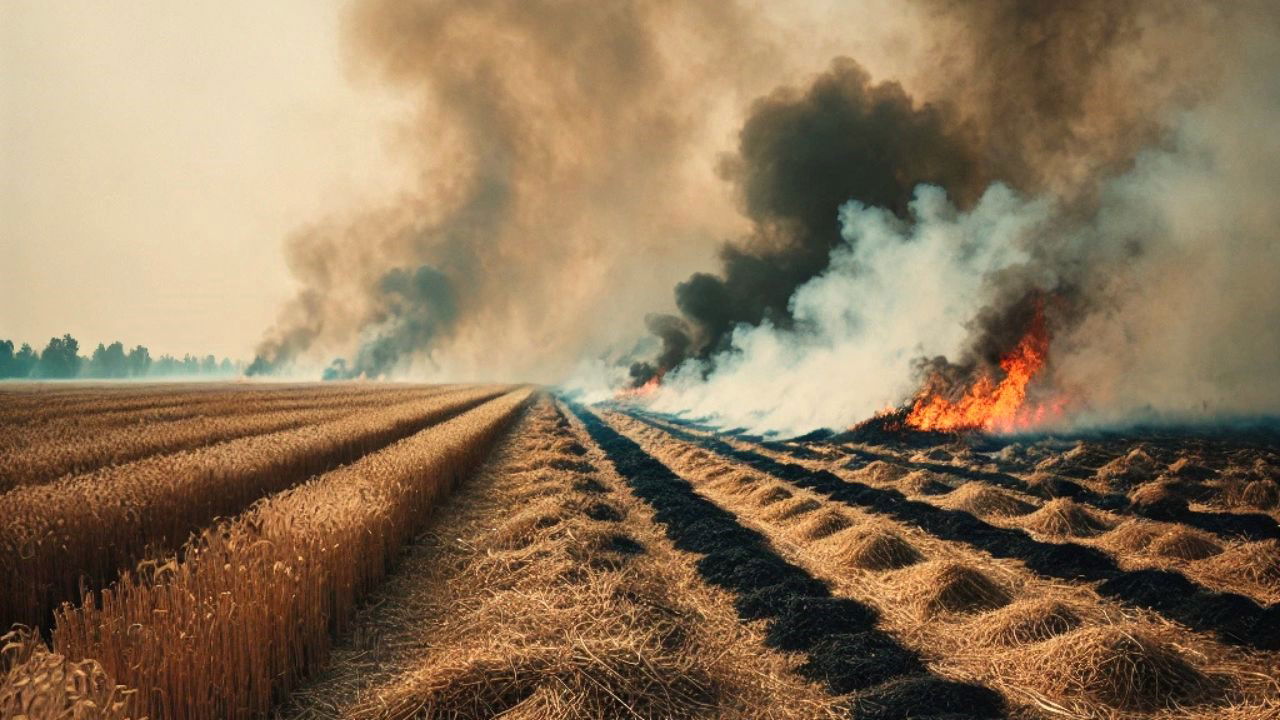 Stubble burning in a farm field (AI-generated representational image)