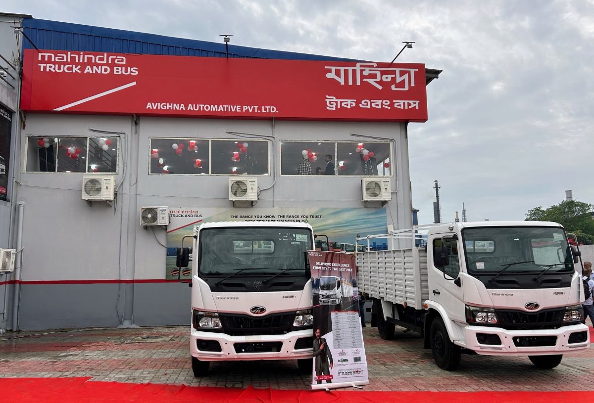 Mahindra's latest range of Furio trucks at display outside the newly inaugurated dealership, Avighna Automotive Pvt. Ltd in Kolkata