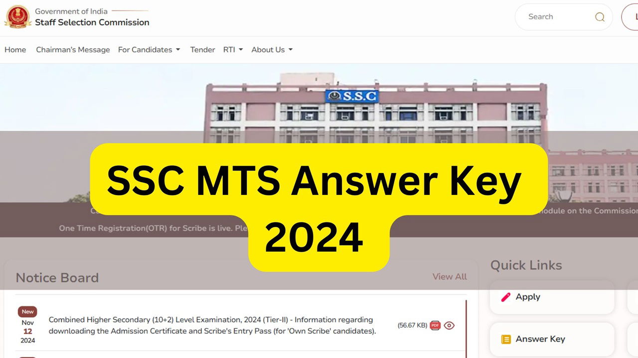 SSC MTS Answer Key 2024 Releasing Soon (Photo Source: SSC)