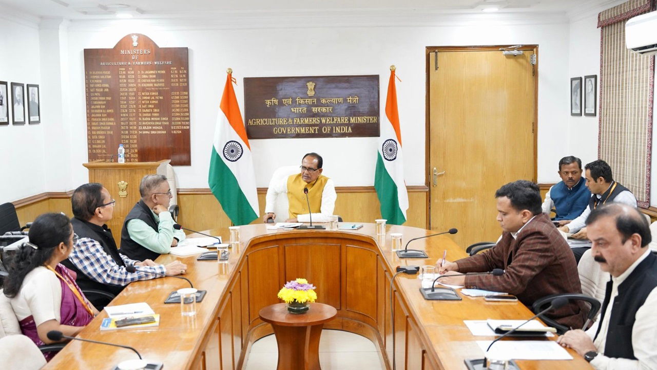 Union Agriculture & Farmers’ Welfare and Rural Development Minister Shivraj Singh Chouhan at a Review Meeting in Krishi Bhawan (Photo Source: @OfficeofSSC/X)