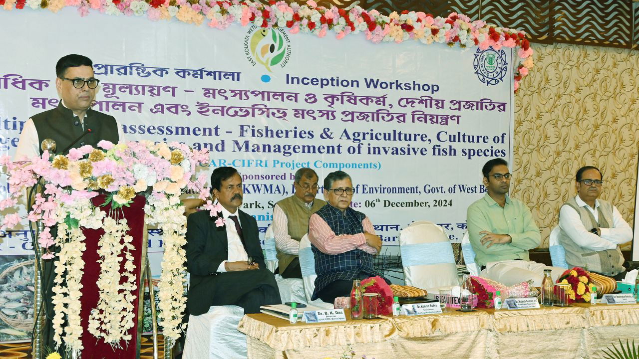 Dignitaries at an inception workshop for its project ‘Multiple Value Assessment - Fisheries & Agriculture, Culture of Indigenous Fish Species & Management of Invasive Fish Species’