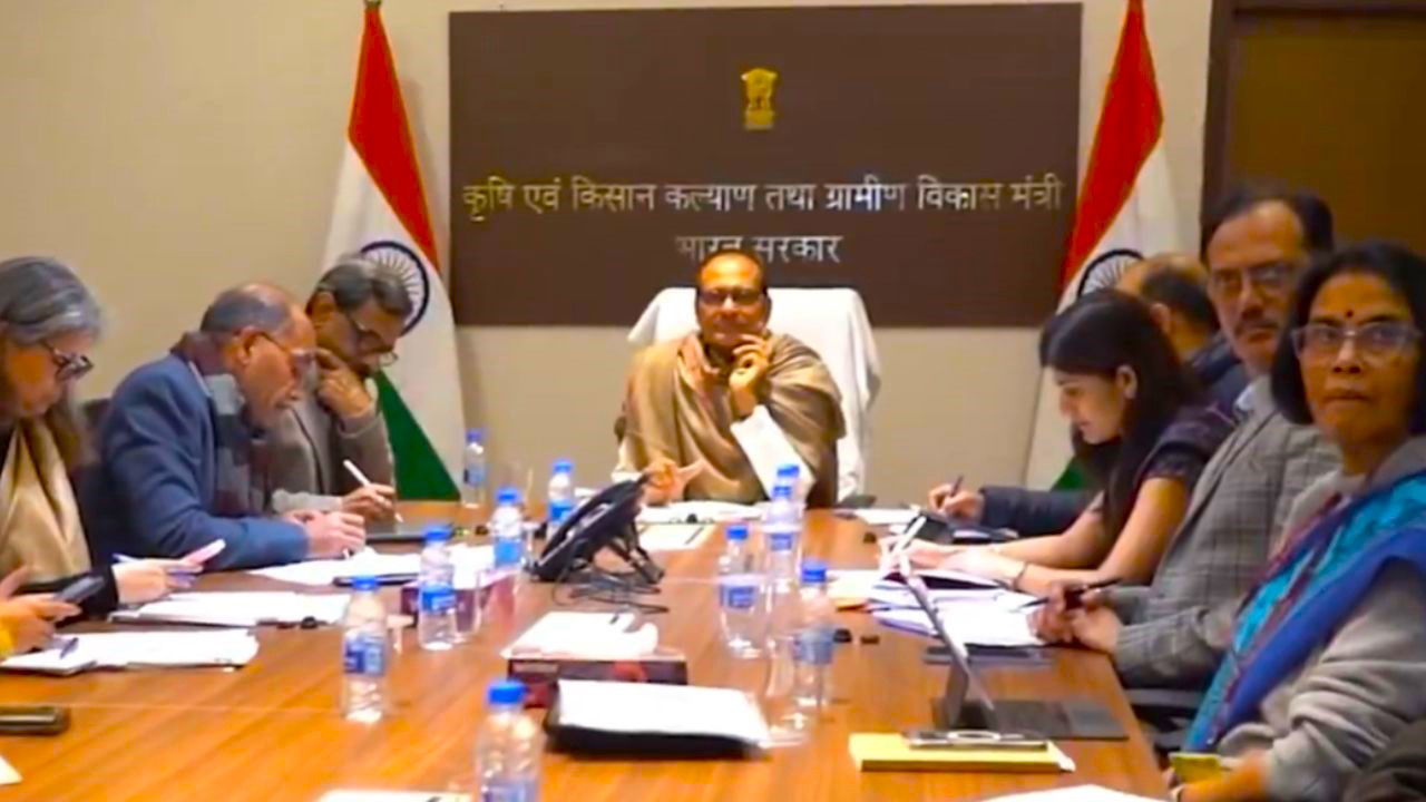 Union Minister for Rural Development and Agriculture & Farmers' Welfare, Shivraj Singh Chouhan, during a review meeting with the Rural Development Ministers of various states in New Delhi.