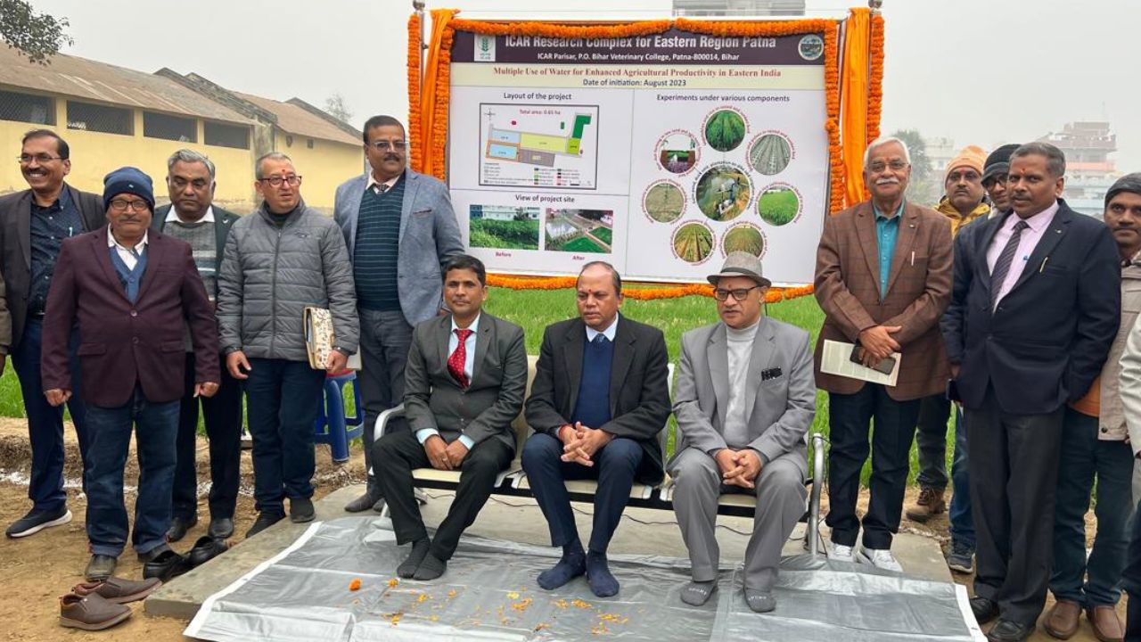 Dr. S.K. Chaudhari, Deputy Director General (Natural Resource Management), ICAR along with other guests during a ceremony at the farm