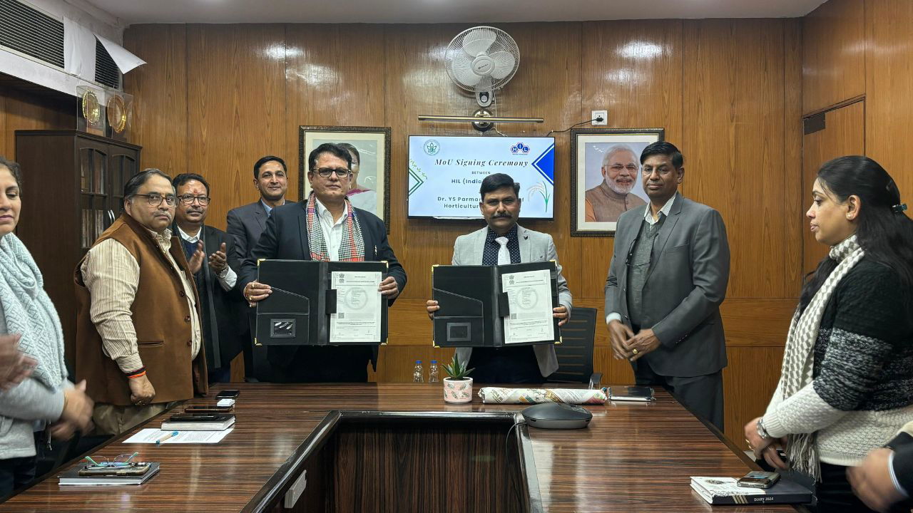 Prof. RS Chandel, Vice Chancellor of UHF, and Kuldeep Singh, Chairman and Managing Director of HIL during MoU signing ceremony