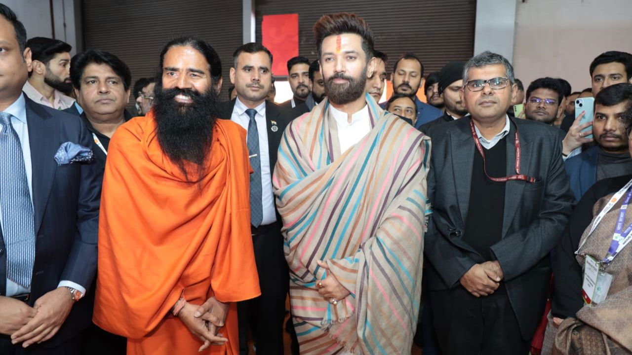 Union Minister of Food Processing Industries, Chirag Paswan, Baba Ramdev, and other dignitaries