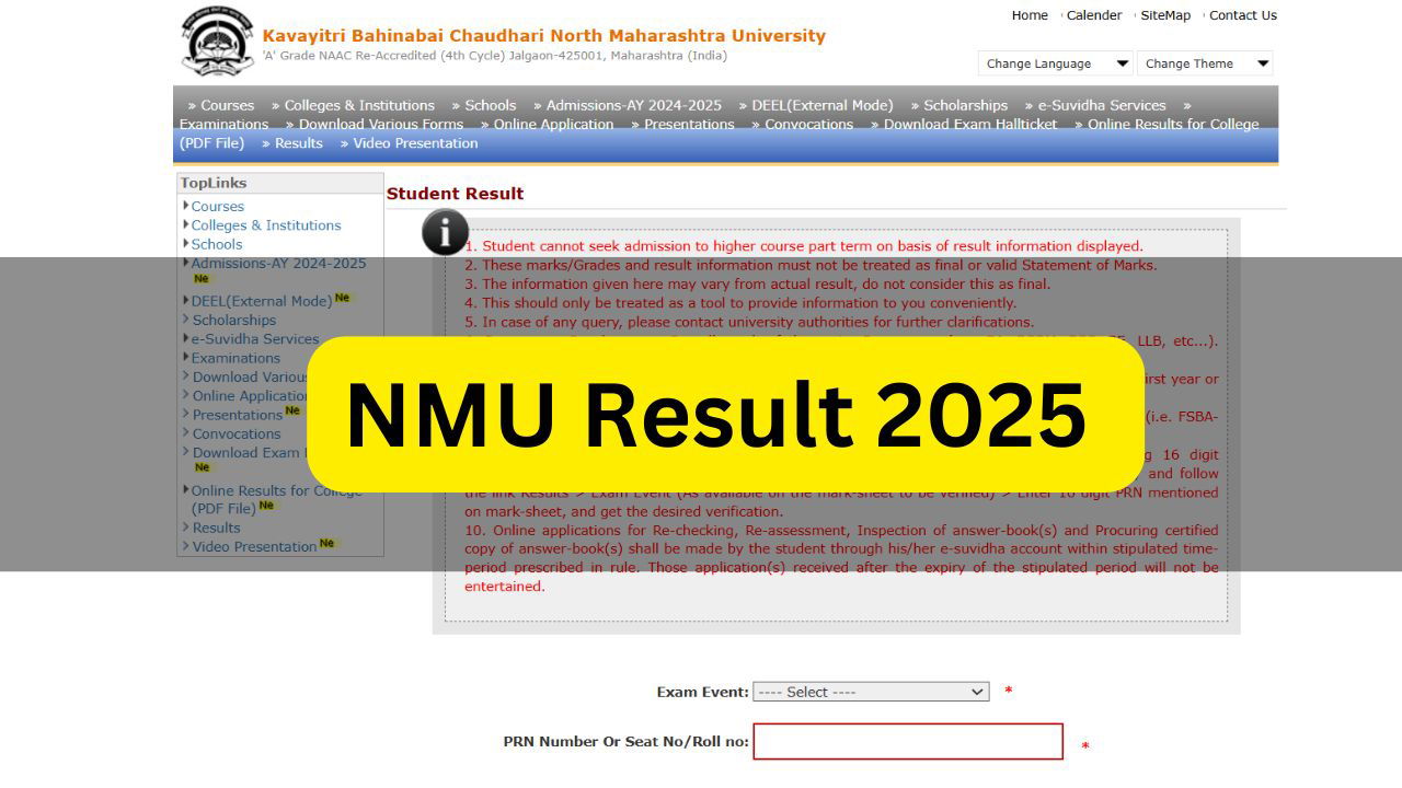 NMU Result 2025 (Photo Source: NMU)