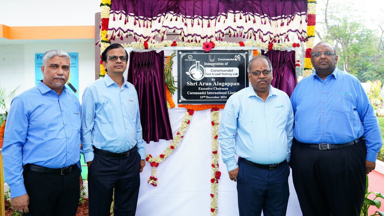 Madhab Adhikari, VP & Head, Sales & Marketing (Fert & SSP), Coromandel International Limited; S. Sankarasubramanian, Managing Director & Chief Executive Officer, Coromandel International Limited; Dr. Binaya Kumar Parida, Sr. AVP & Chief Agronomist, Coromandel International Limited; Arun Alagappan, Executive Chairman, Coromandel International Limited.