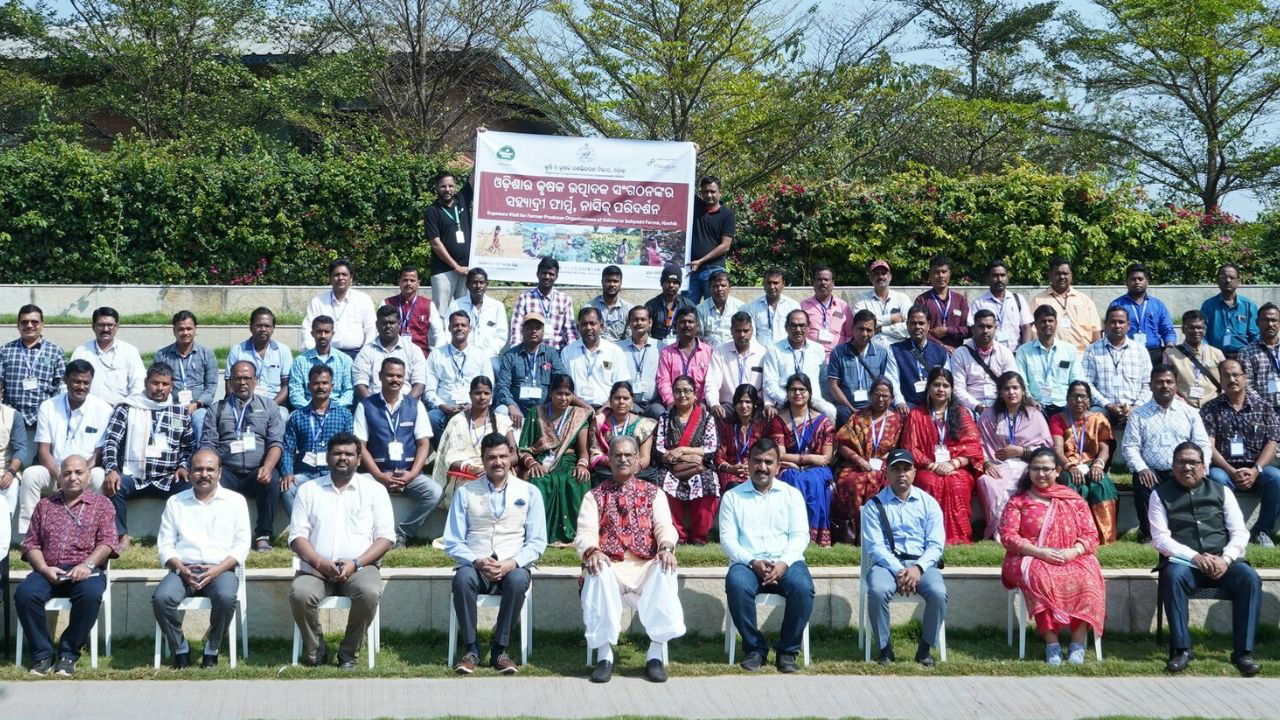 Representatives of 19 FPOs from Odisha's Cuttack and Dhenkanal districts during their six-day exposure visit to Sahyadri Farms, Maharashtra, to explore sustainable farming practices and innovative agricultural models.