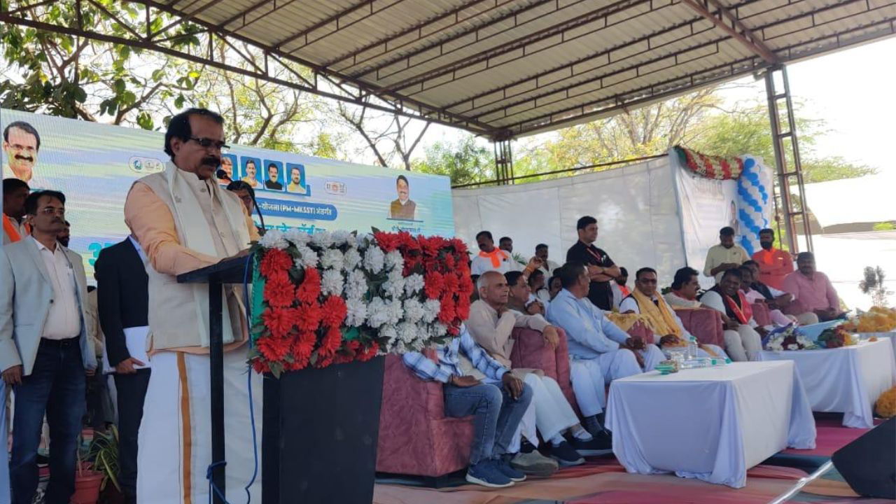 George Kurian, Union Minister of State for Fisheries, Animal Husbandry, Dairying, and Minority Affairs, at the Fisheries Outreach Event in Madhya Pradesh. (Photo Source: @GeorgekurianBjp/X)