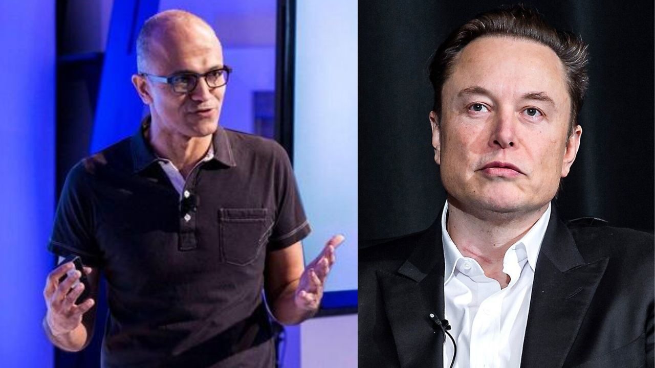 Microsoft CEO Satya Nadella; SpaceX & Tesla CEO Elon Musk (Photo Source: X)