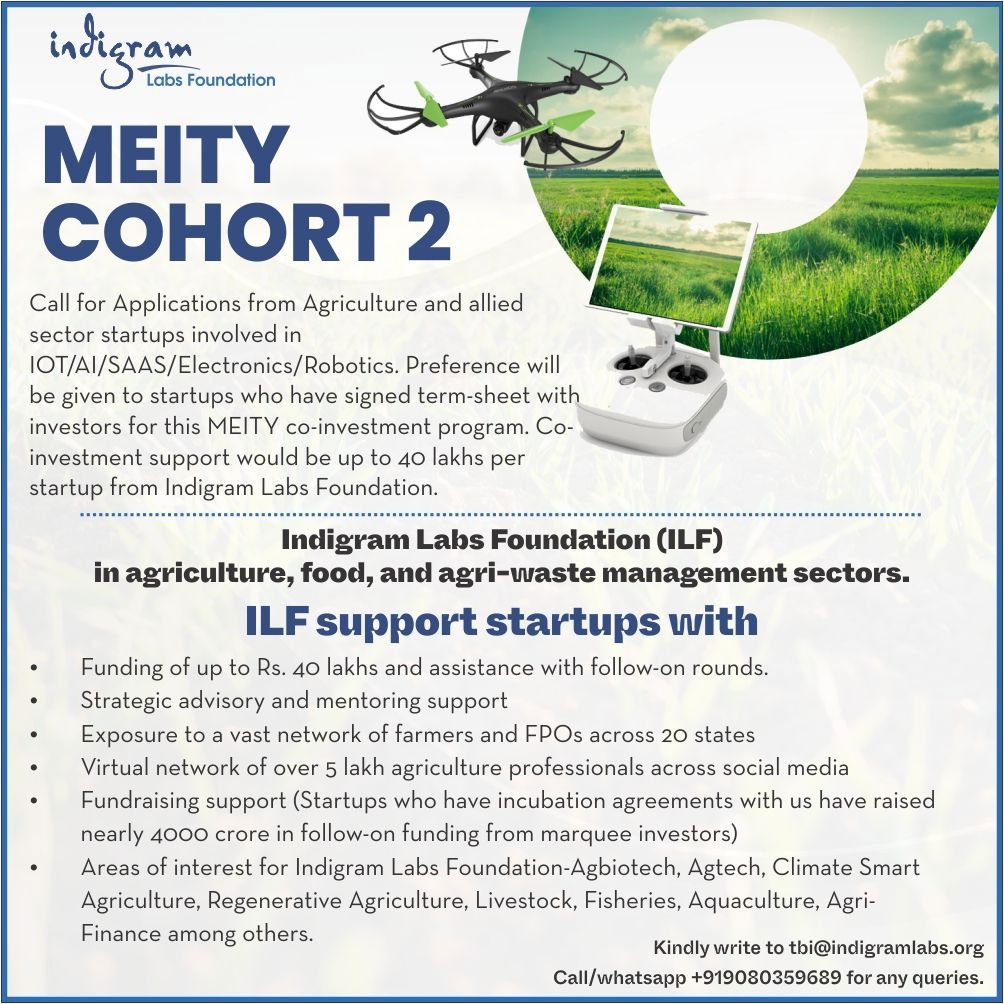 The program offers co-investment funding of up to Rs. 40 lakhs per startup, presenting a significant opportunity for agritech entrepreneurs.