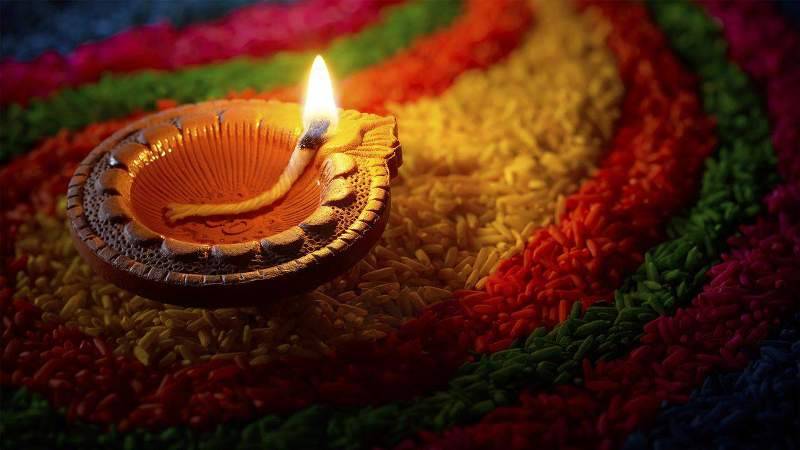 A Fancy Diya On Rangoli