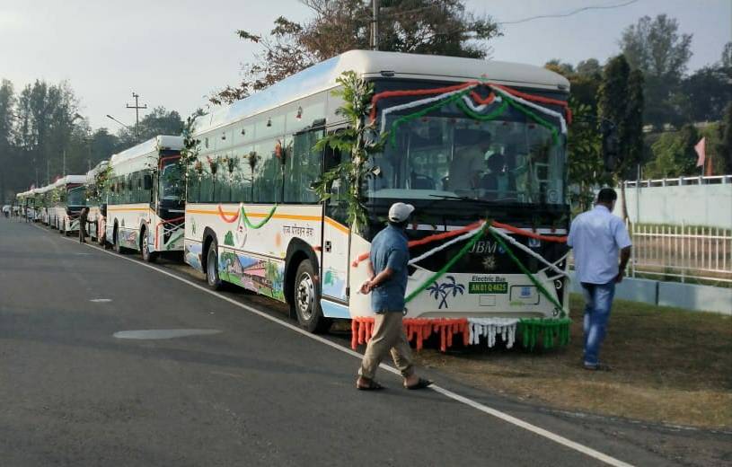 Andaman Lt Governor flags off Electric Buses to curb Pollution on Island