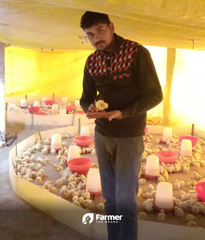 Jaynendra at his poultry shed