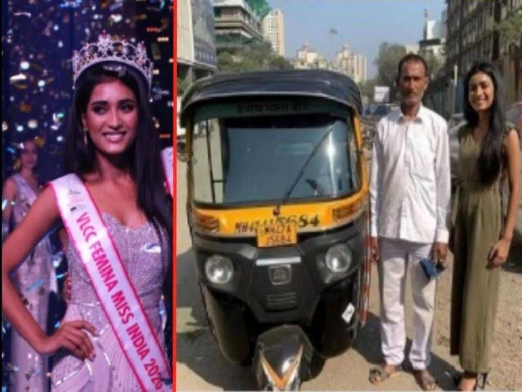 Manya Singh with her father who is an autorickshaw driver
