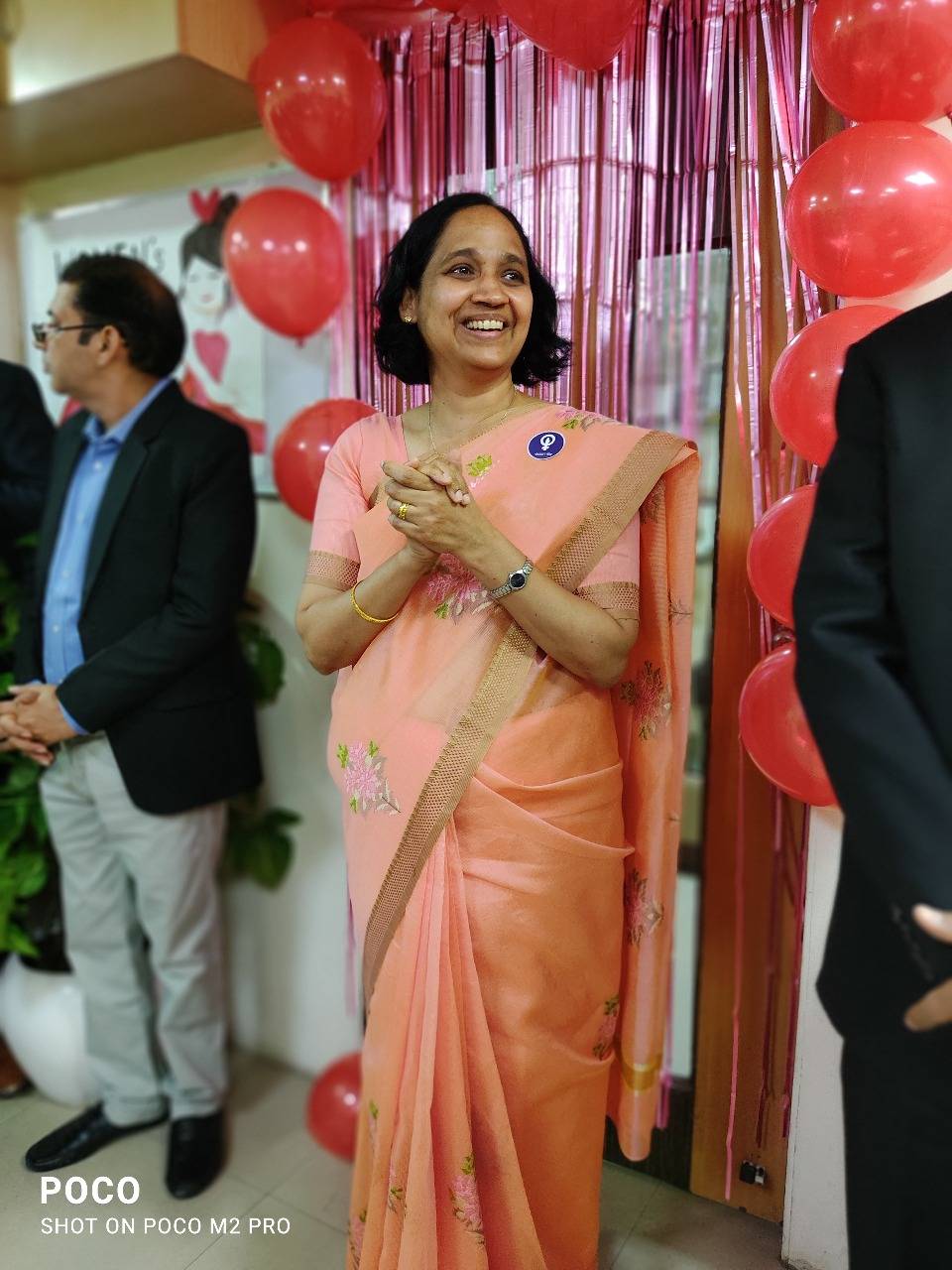 Shiny ma'am speaking at Women's Day celebration at KJ