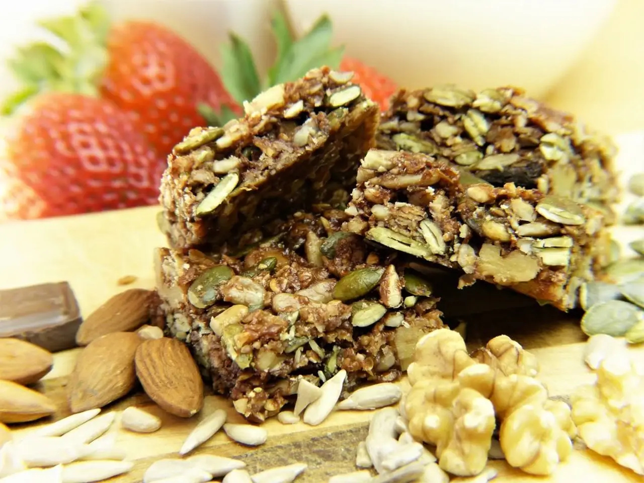 Gluten-free brownies filled with nuts and seeds