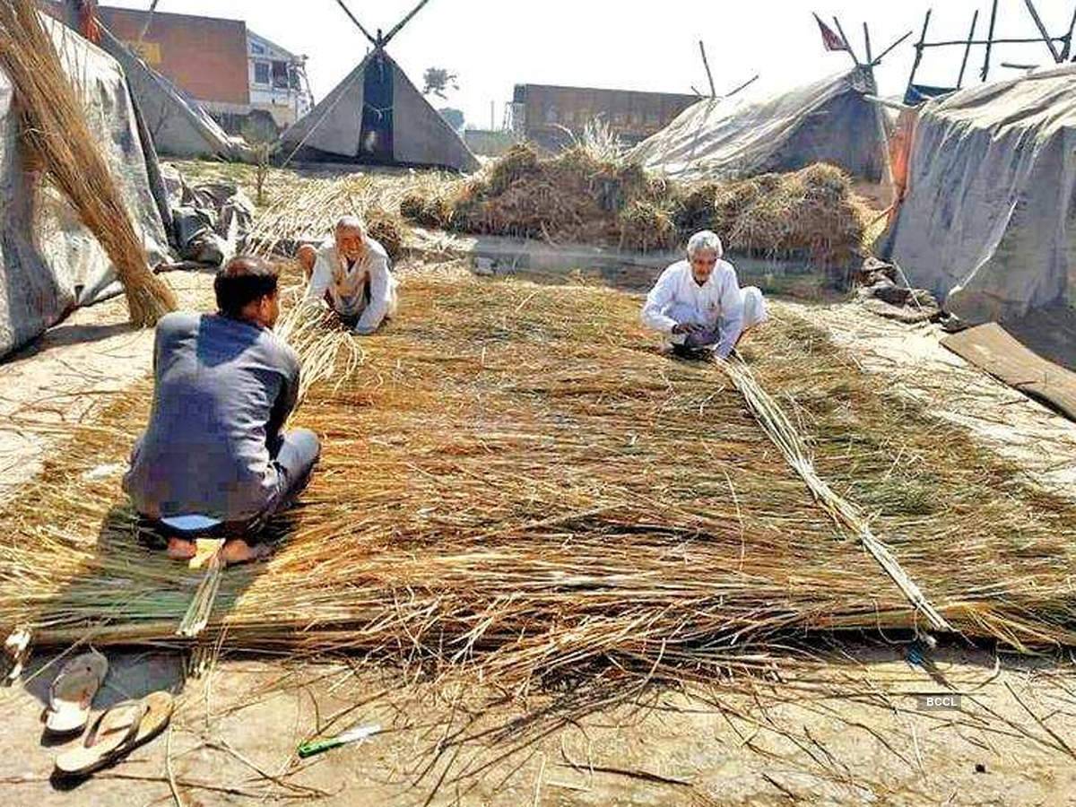 Bamboo Huts at Singhu Border