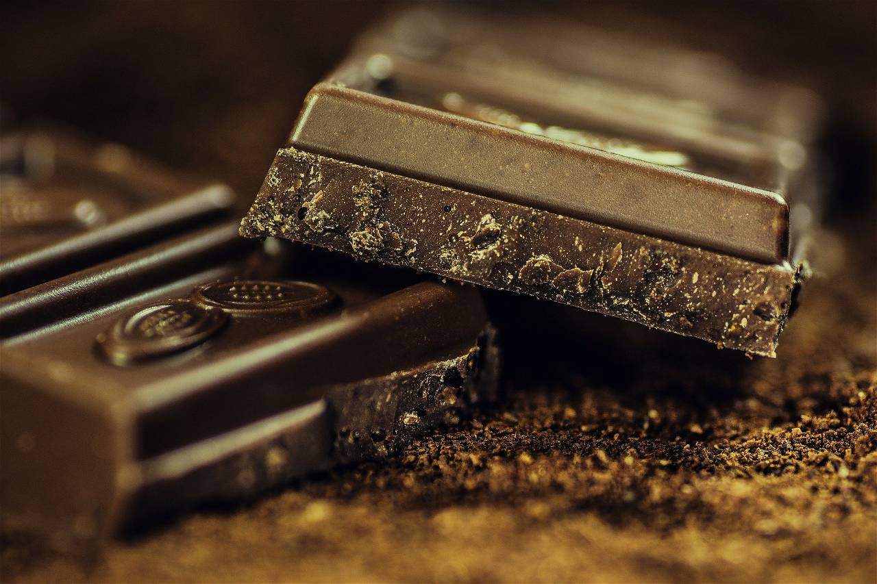 A piece of dark chocolate