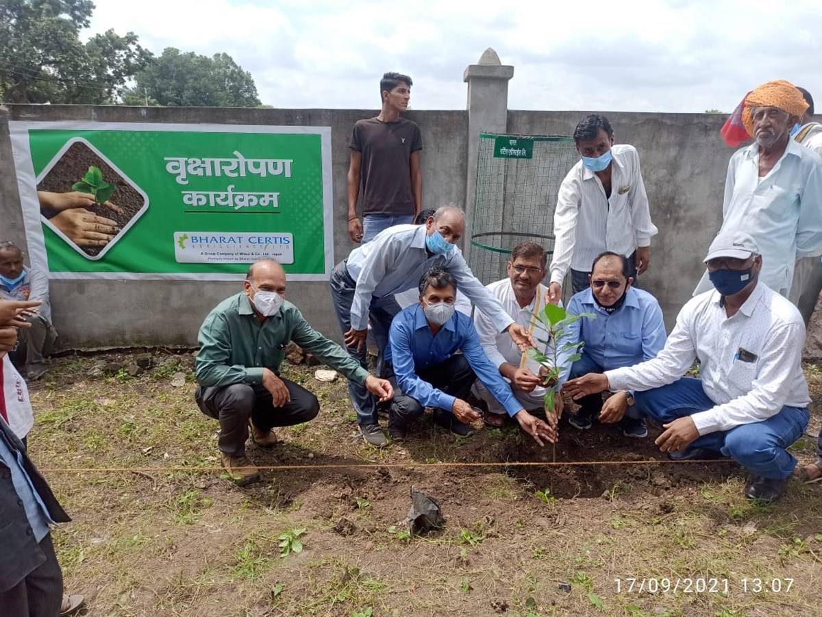 Bharat Certis AgriSciences Officials Planting a Tree