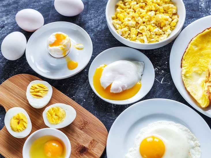 Different types of egg dishes on the table