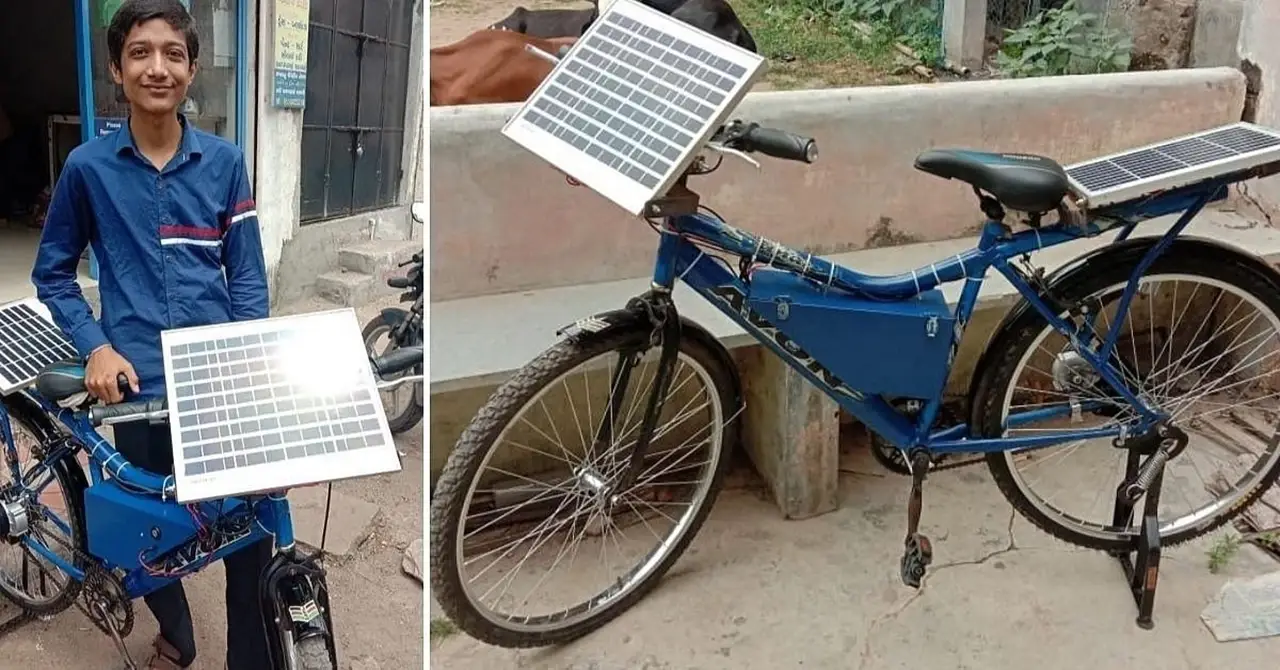 School Boy Converts Junk E-bike into Solar Cycle