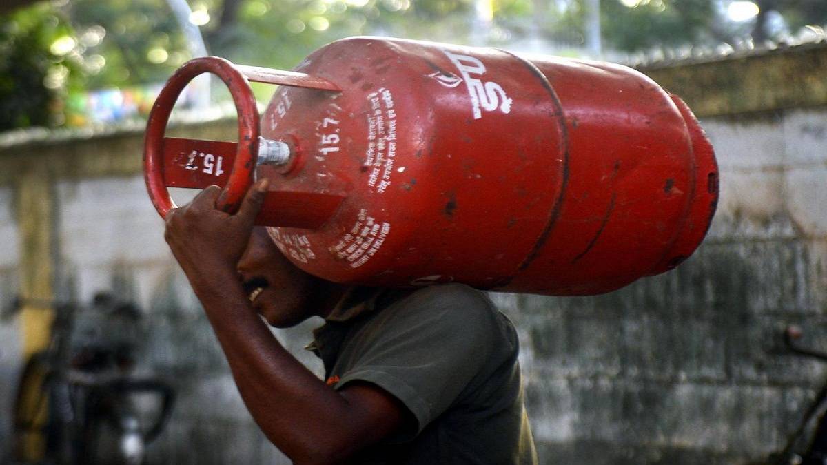 Gas Cylinder on the shoulder of a man