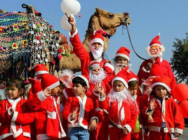 Celebration of Christmas in an Indian village