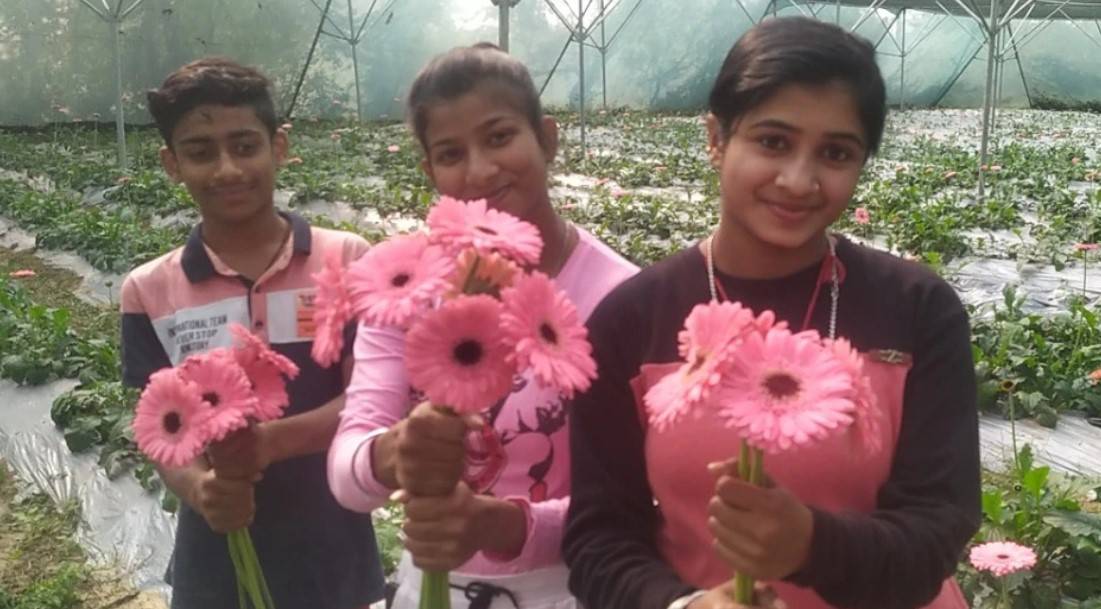 Sisters Preeti & Priyanka with Gerberas