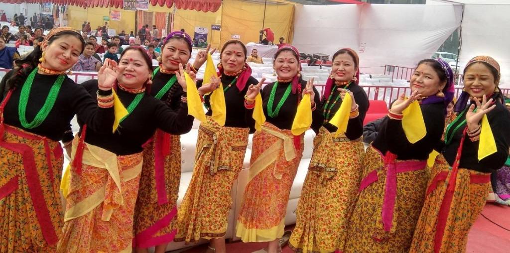 People celebrating Uttarayani in Uttarakhand