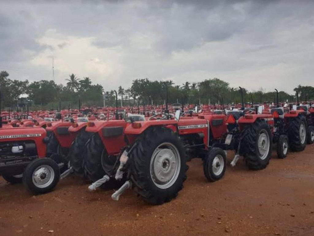 Tractors on display