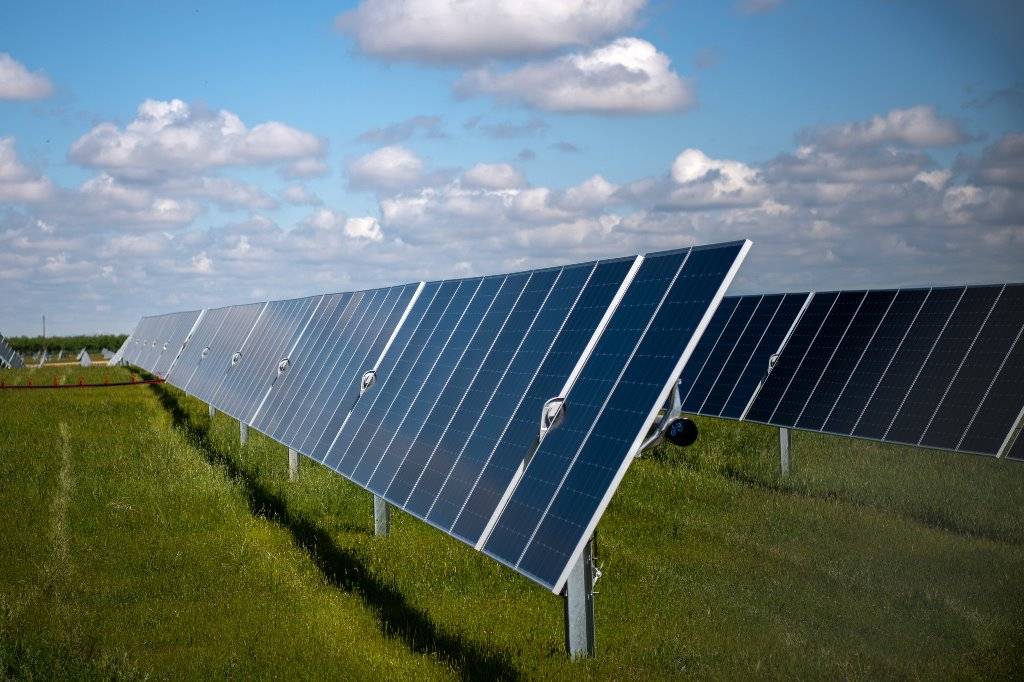 Solar plant in the field