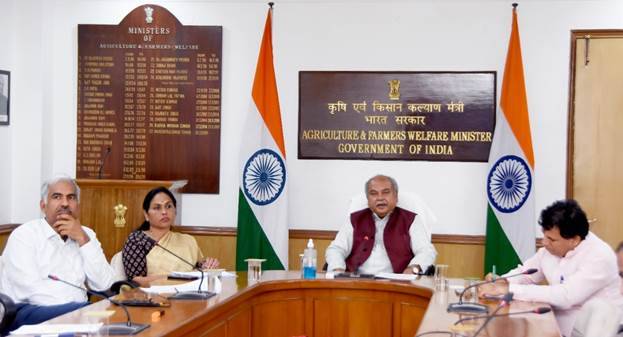 Union Minister for Agriculture and Farmers Welfare Narendra Singh Tomar in a Meeting