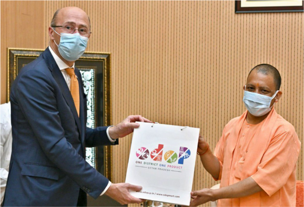 Michiel van Erkel, Agriculture Counsellor, Kingdom of the Netherlands with UP Chief Minister Yogi Adityanath