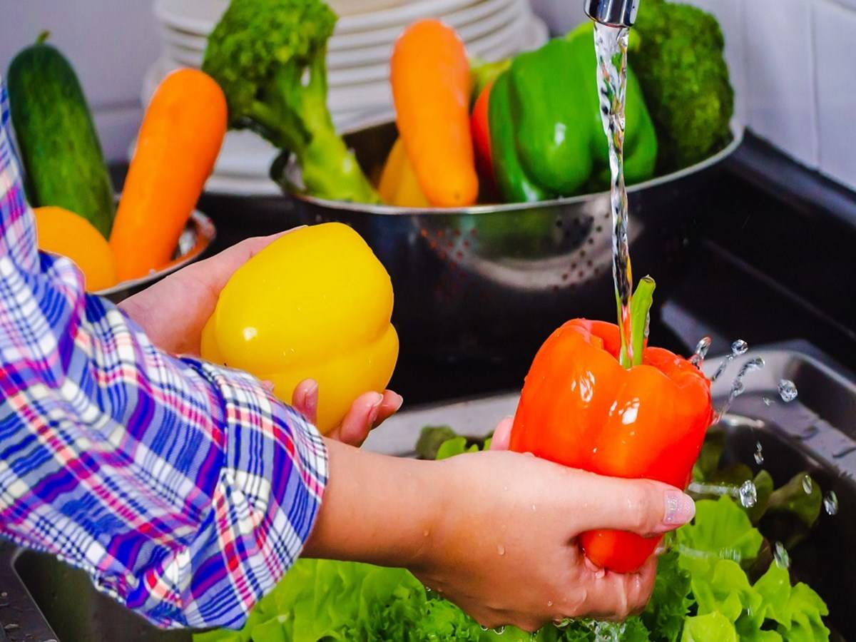 Always thoroughly wash your fruits and vegetables under cold running water.
