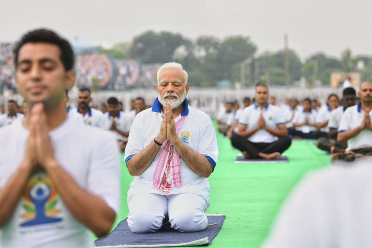 PM Narendra Modi practising yoga