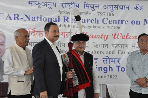 Narendra Singh Tomar in National Mithun Research Center, ICAR Institute in Nagaland
