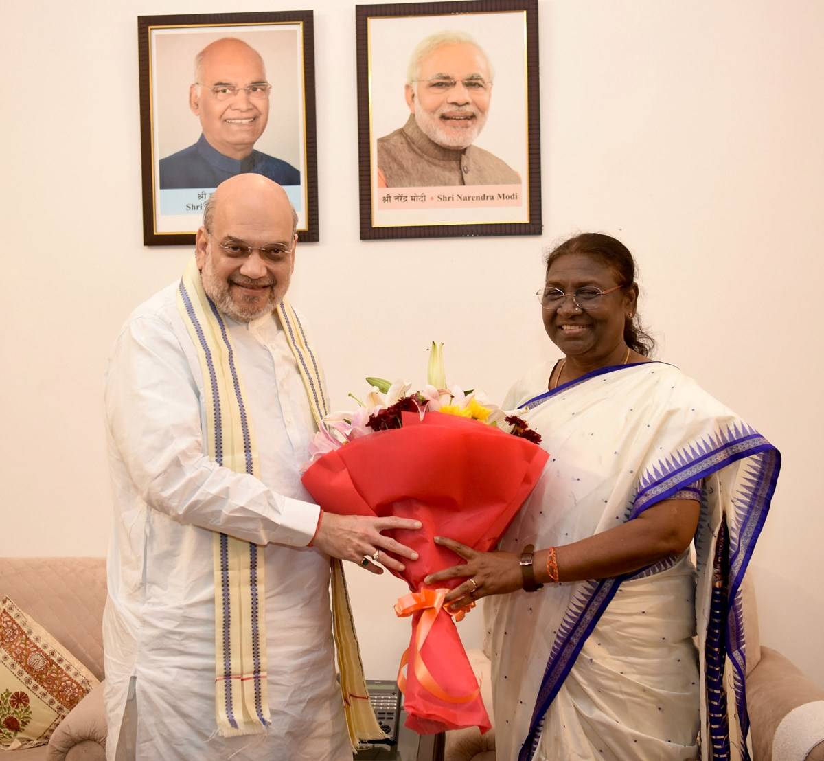 Union Home Minister, Minister of Cooperation, Amit Shah also met Droupadi Murmu, the newly elected President of India and congratulated her on this big victory.