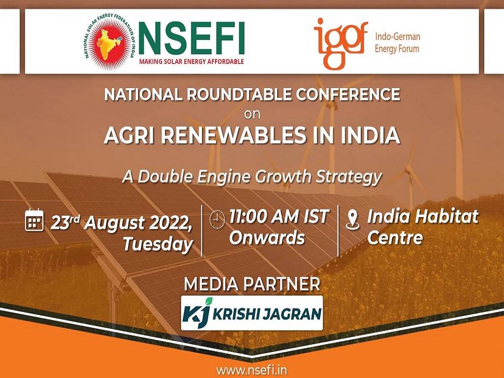 Minister Bhagwanth Khuba will be the Chief Guest of National Roundtable Conference on Agri-Renewables in India.