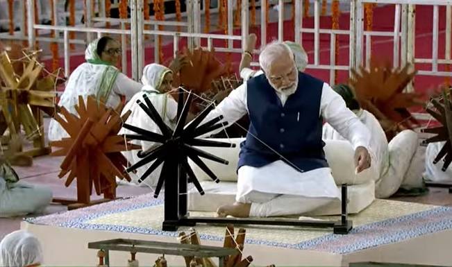 PM Modi Spinning Charkha