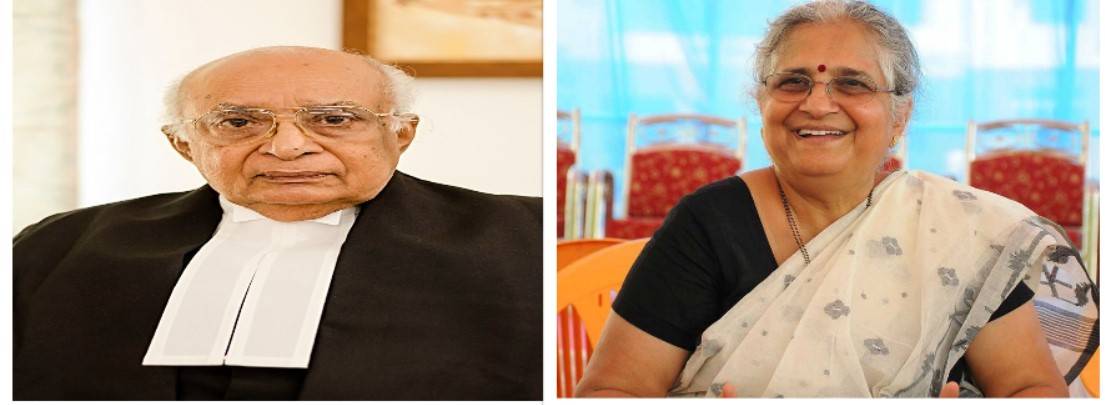 Former Supreme Court judge KT Thomas and Sudha Murthy, former Chairperson of Infosys Foundation