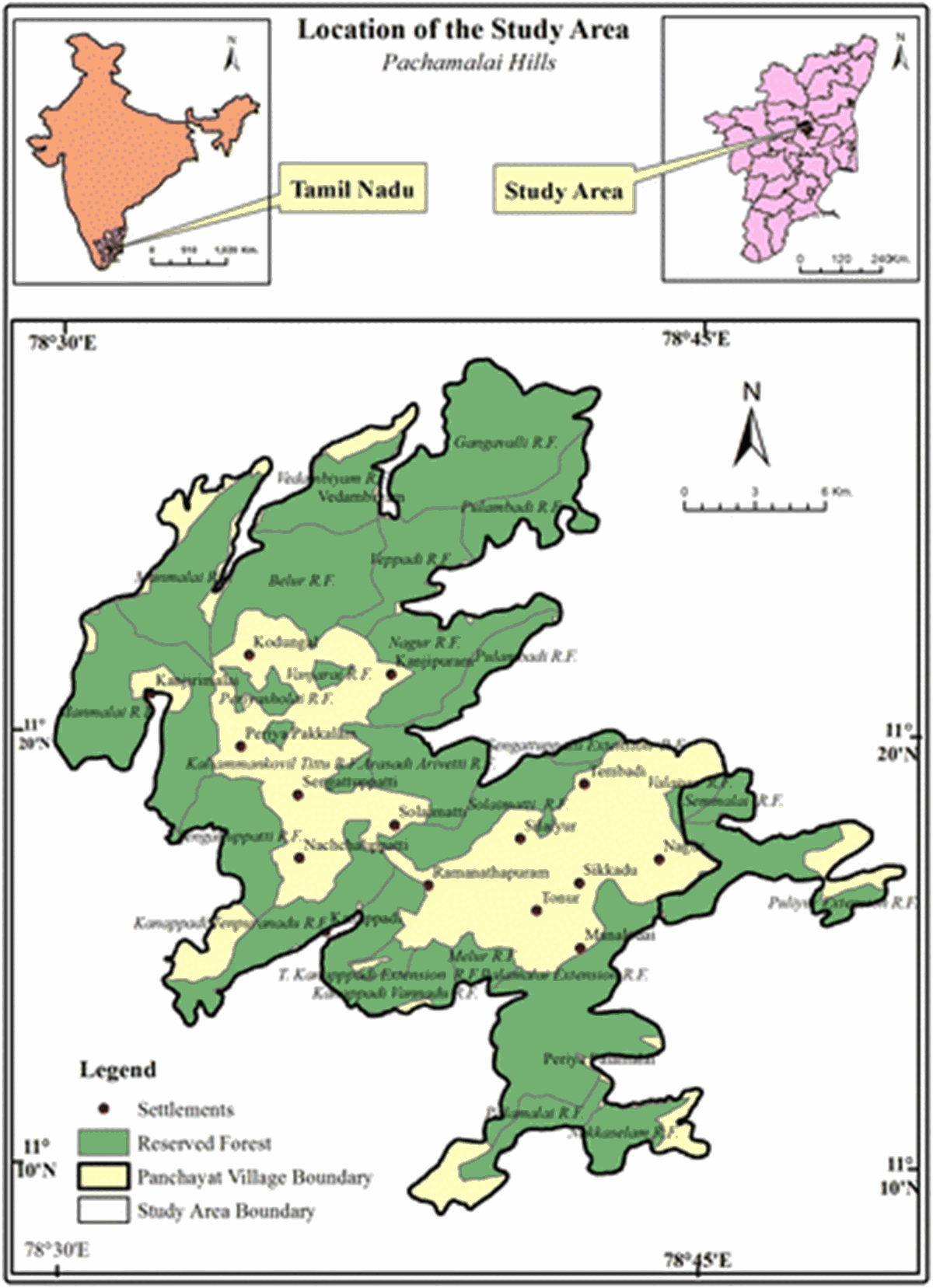 Geographic location of Pachamalai Hills, Tamil Nadu  (Adopted from Prabhakaran and Jawahar Raj, 2018)